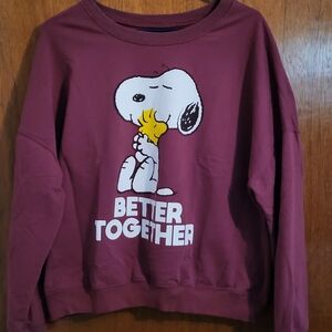 Peanuts Maroon Crewneck Top